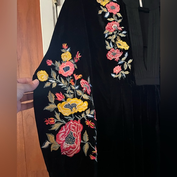 Free People Mia Embroidered Black Velvet - Picture 5 of 6